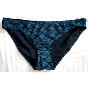 Living Dead Clothing Mermaid Bikini Bottom | Teal Foil Scale Goth Swimwear
